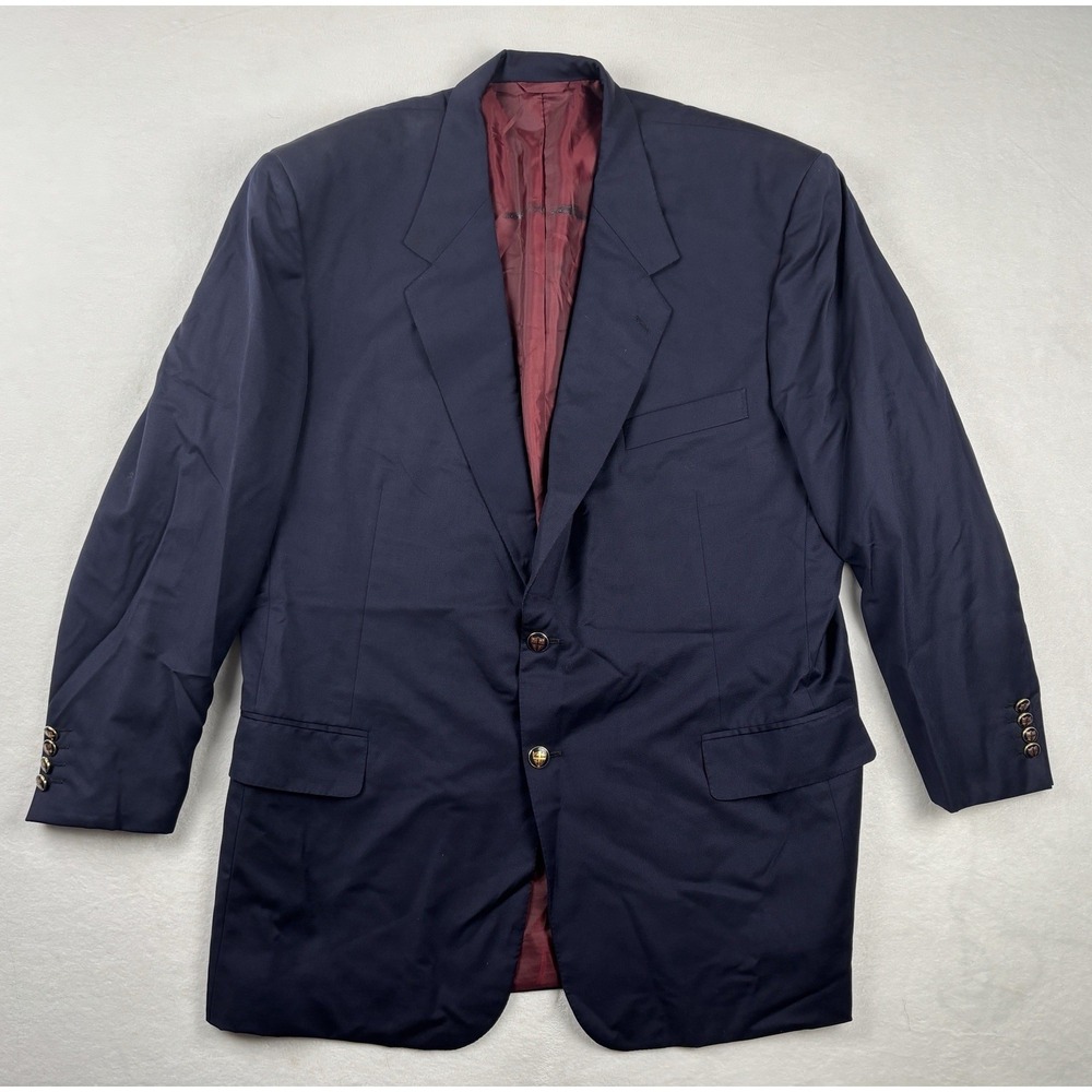 Holland‎ & Sherry Scabal Super 100's Wool Navy Blazer Sport Coat 52R Gold Btn